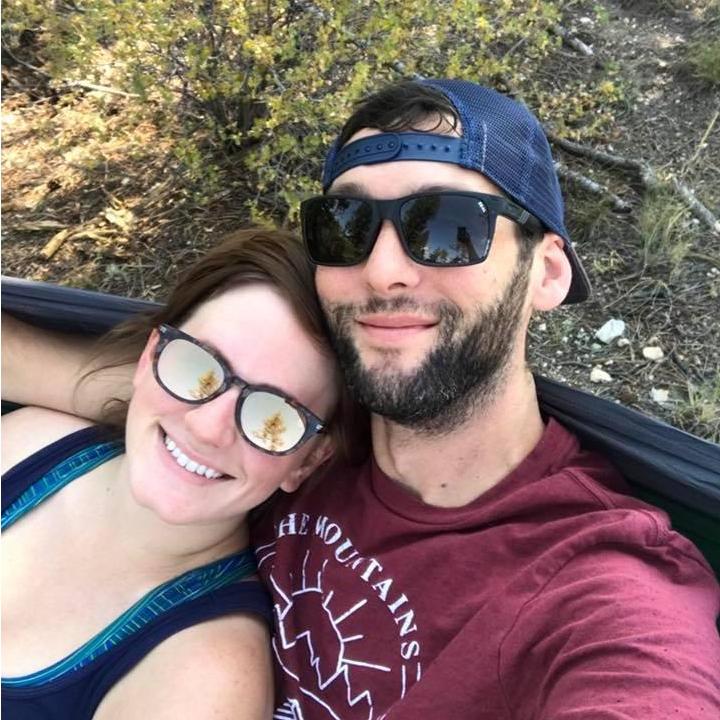 Taking a breather at the top of a hike