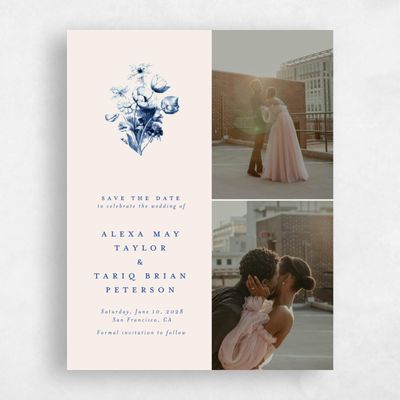 Dark Blue Wedding Save the Date - Tulipier Multiphoto