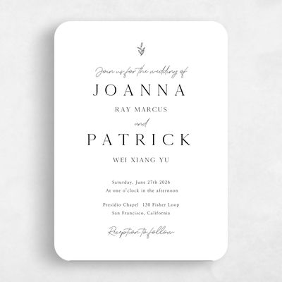 Black Rounded Wedding Invitation - Sivas Portrait