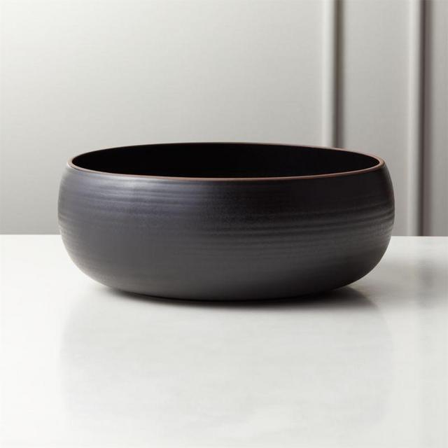 Madera Large Black Terracotta Serving Bowl