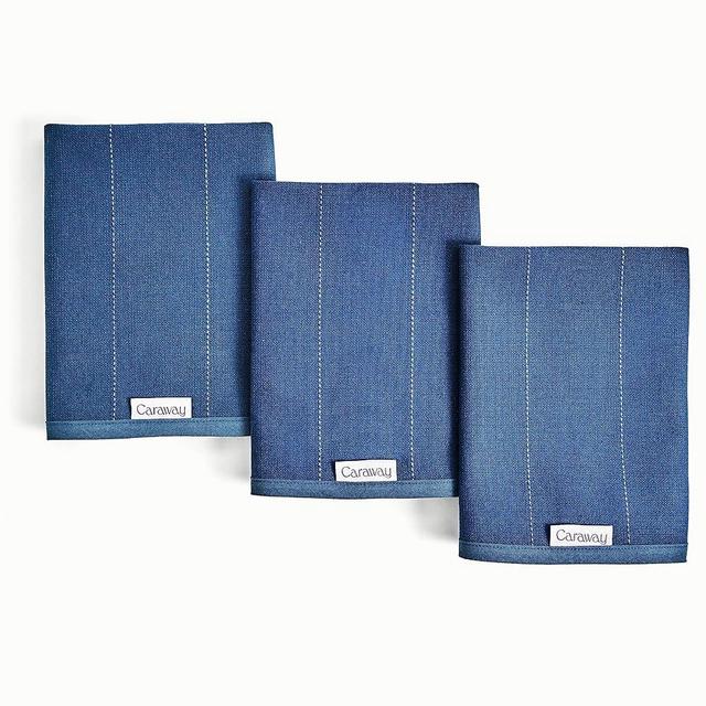 Caraway Tea Towels - Reusable Dish Towels - Made from 100% Organic Cotton - Highly Absorbent & Lint-Free - Perfect for Kitchen Cleanup or Table Setting - Extra Large Size - Navy
