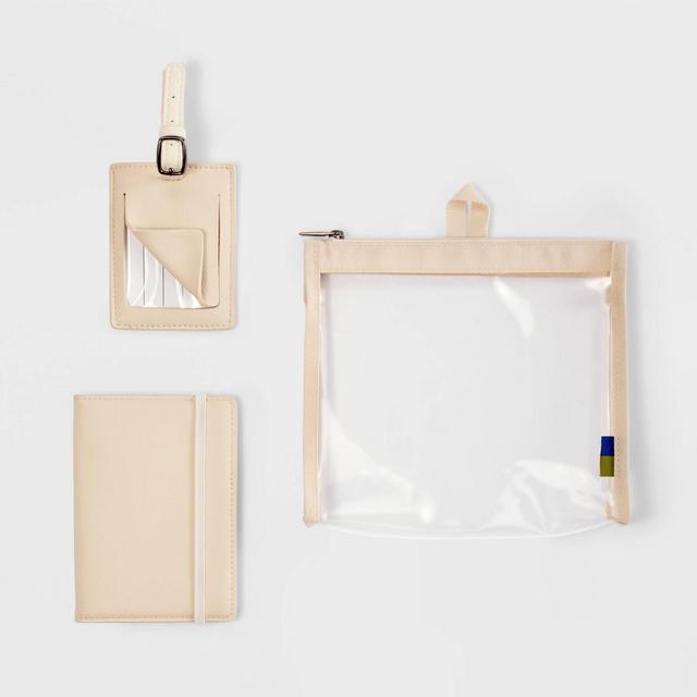 2pc Passport Cover & Luggage Tag Set Taupe/Beige - Open Story™️