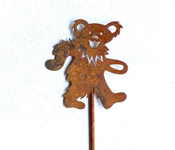 Metal Garden Art Stake Dancing Bears Grateful Dead Hippie Theme