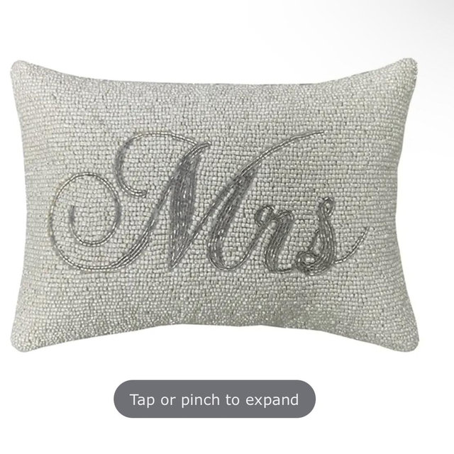 Silver Mrs. Beaded Throw Pillow