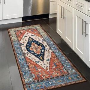 Lahome Boho Runner Rugs for Hallway 2x4 Bathroom Area Rugs Non-Slip Small Throw Kitchen Rug Low-Pile Rugs for Entryway Laundry Room Rug Indoor Carpert Runner for Entrance Bath Rug Adelyn
