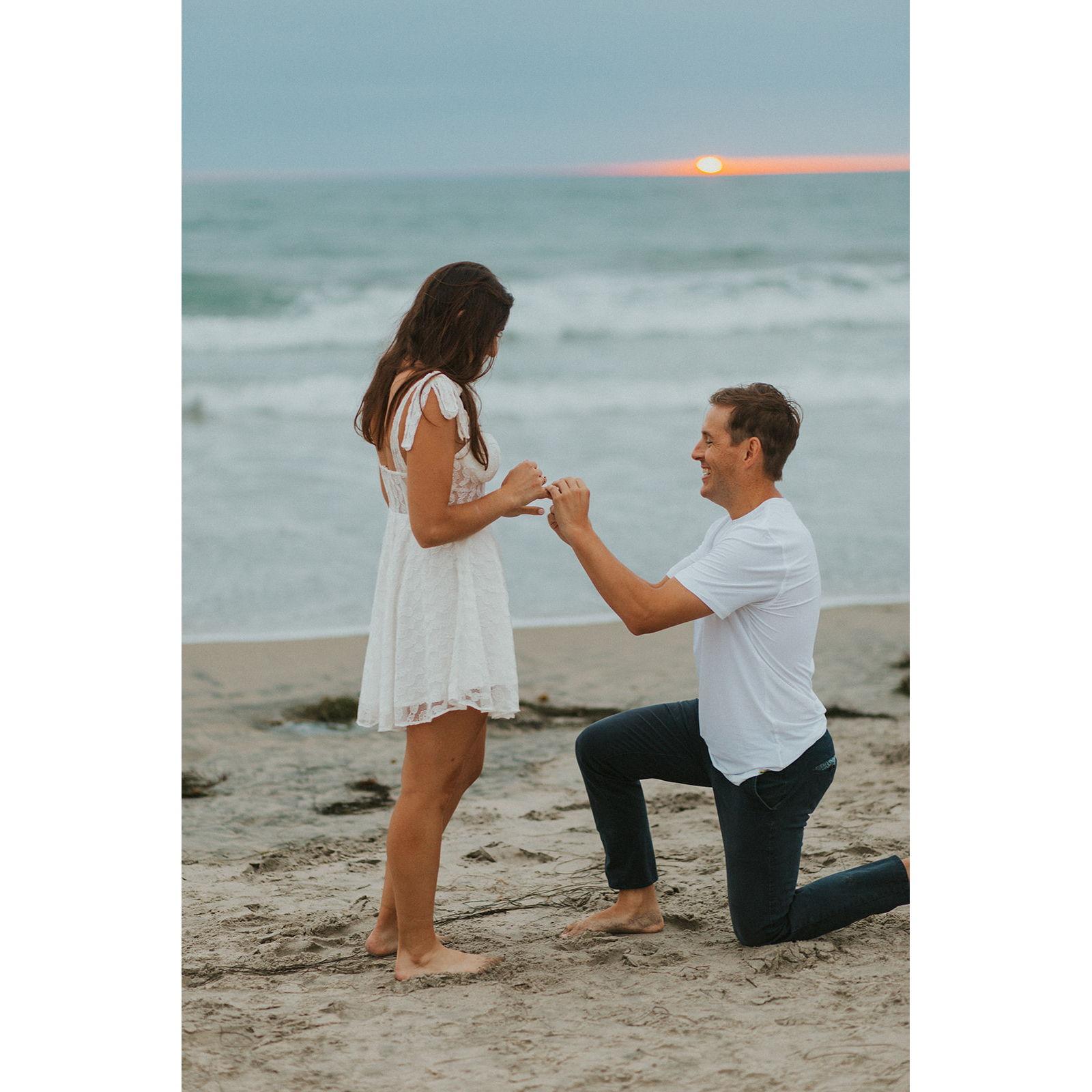 Proposal reenactment at sunset