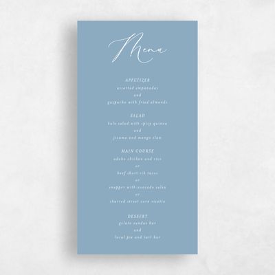 Blue Wedding Menu - Marlow