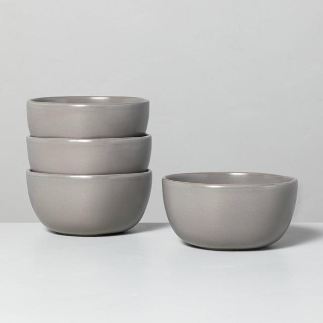 4pk Stoneware Cereal Bowl Set Matte Gray - Hearth & Hand™ with Magnolia
