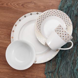 Modern Petals Gold 32-Piece Dinnerware Set, Service for 8