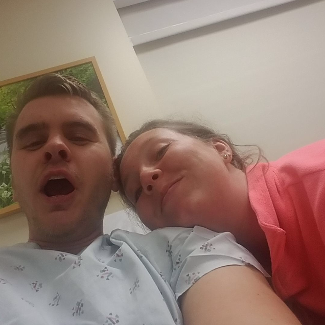 In sickness and in health... Keeping Eric company at the Urgent Care (he turned out to be just fine!)
