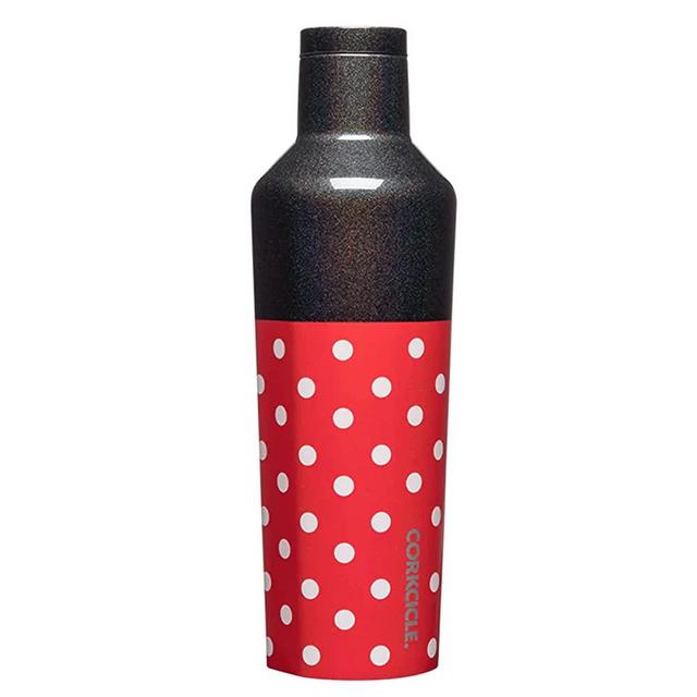Corkcicle Disney Minnie Insulated Canteen Travel Water Bottle, Triple Insulated Stainless Steel, Easy Grip Flat Sides and Screw-on Cap, Keeps Beverages Cold for 25 Hours or Warm for 12 Hours, 16 oz, Polka Dot Red