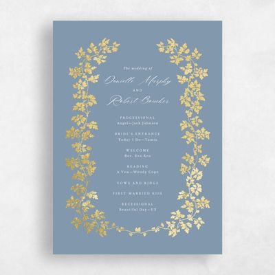 Storm Blue Wedding Program - Edera Foil
