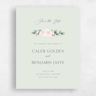 Lightest Green Wedding Save the Date - Aldeney Portrait