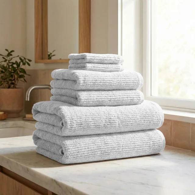 Turkish Cotton Textured 6-Piece Bath Towel Set - Great Bay Home