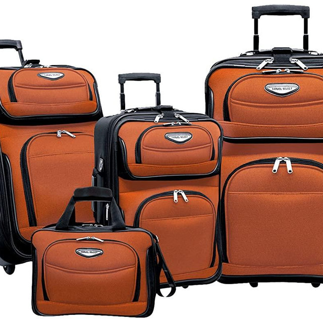 Travel Select Amsterdam Expandable Rolling Upright Luggage, Orange, 4-Piece Set