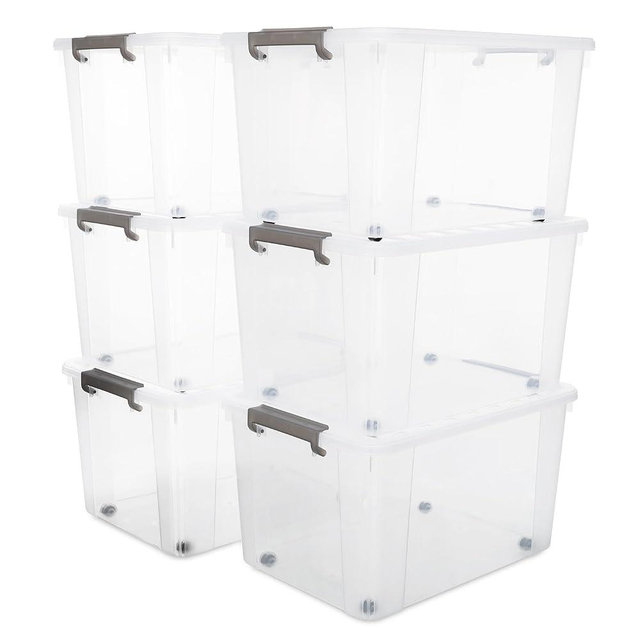 Citylife 6 Packs 69 QT Plastic Storage Bins with Lids Large Stackable Storage Containers for Organizing Clear Storage Box for Garage, Closet, Kitchen