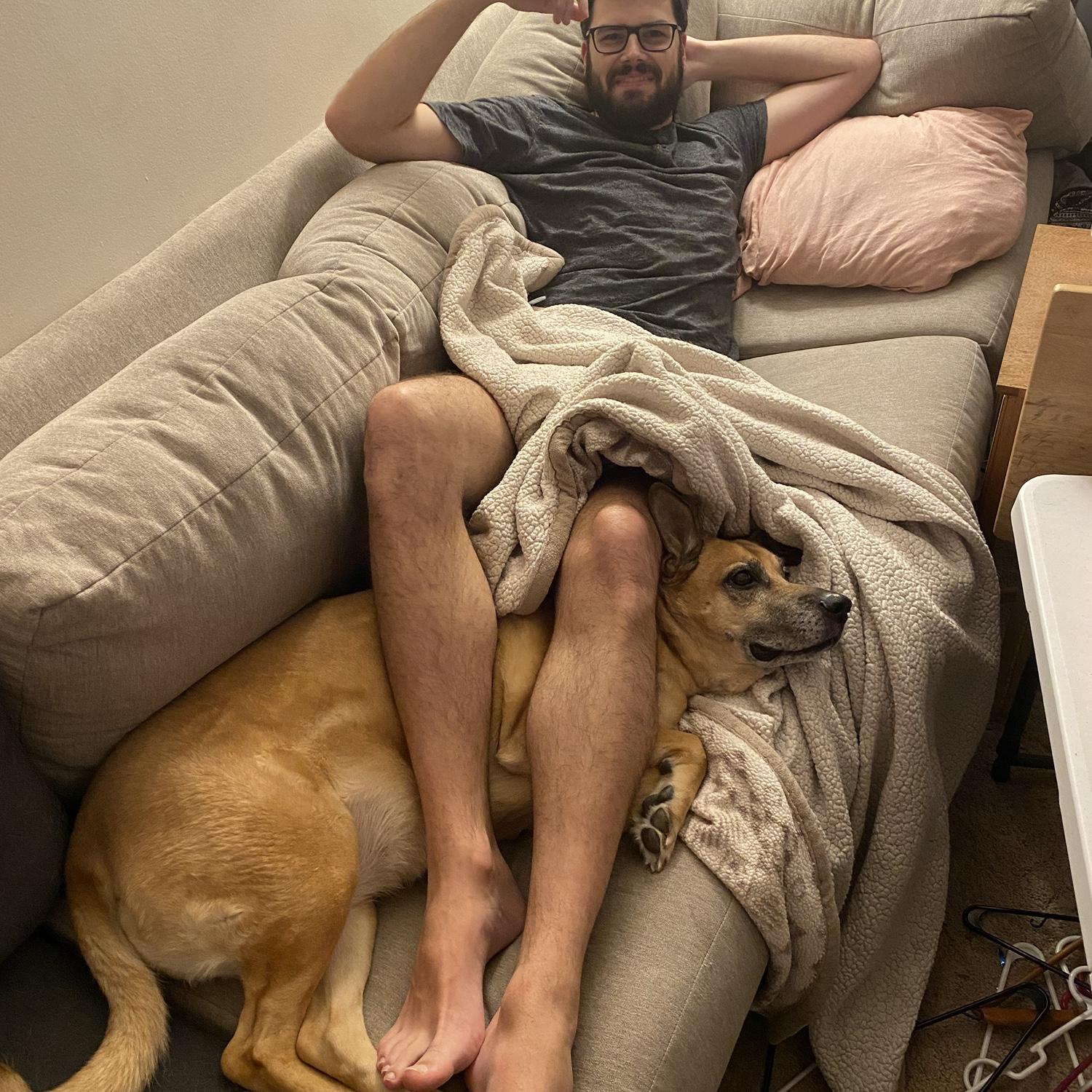 Ada and Dalton hanging out at Krista’s apartment in Miamisburg, Ohio, May 2023