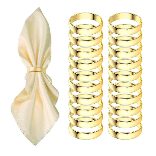 Gold Napkin Rings-20 Pcs Stainless Steel Napkin Rings,Metal Napkin Ring for Table Settings Wedding Christmas Party Dinner Table