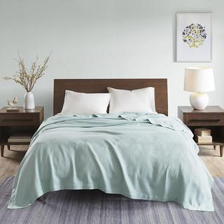 Organic Cotton Blue Eyelash Fringe Full/Queen Duvet Cover +