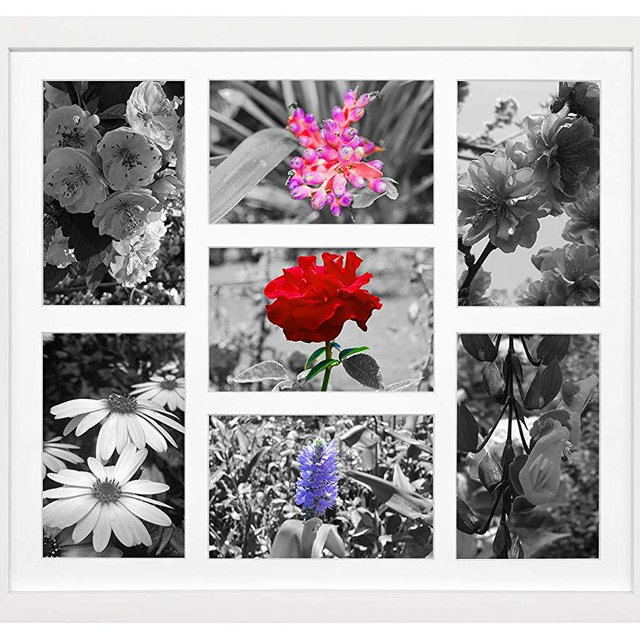 Golden State Art 13.7x15.7 Matted White Wood 7-Opening for 4x6 Collage Picture Frame