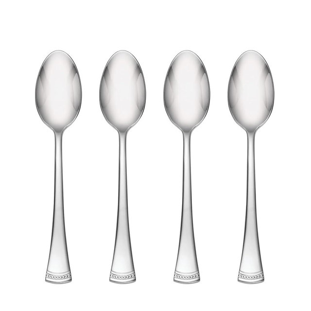 Lenox Flatware Set, Portola Teaspoons Set, Service For 4, 18/10 Stainless Steel, Mirror Finish, Dishwasher Safe, Kitchen Utensils Sets, Home And Kitchen Utensils, Spoons, Teaspoons (Silver, 4 Pieces)