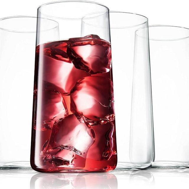 BENETI Luxury Glass Cups, Highball Drinking Glasses Set of 4 | Made in Europe | Water and Juice Kitchen Glassware | Clear Glasses Set, Perfect for Party's and Gifts for Men and Women of All Ages
