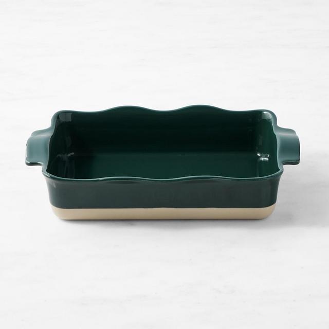 Emile Henry French Ceramic Ruffle Rectangular Baker, Cedar
