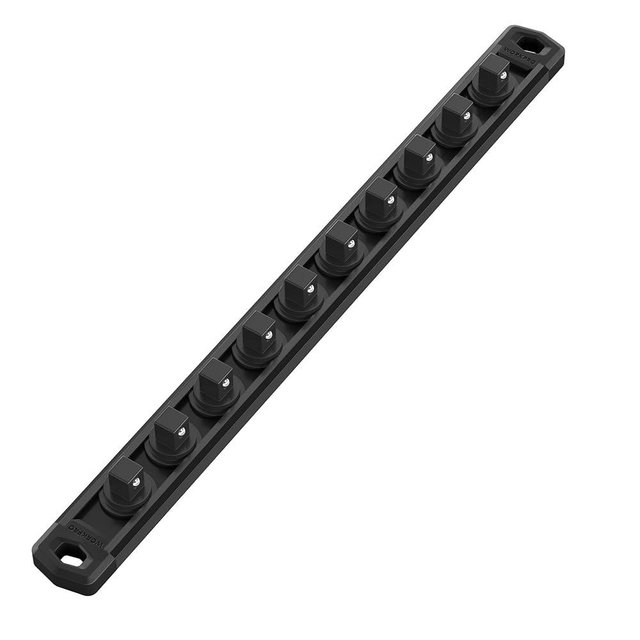 WORKPRO Magnetic Socket Organizer, 3/8-Inch Drive Aluminum Alloy Socket Rail, Heavy Duty Socket Holder, Socket Rack Kit 3/8-Inch x 10 Clips Black(Socket not Included)