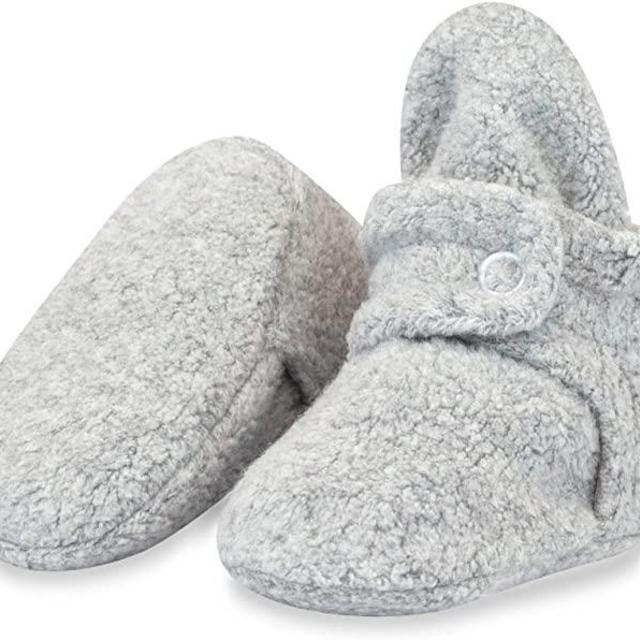 Zutano Cozie Fleece Baby Booties - Heather Grey (color)