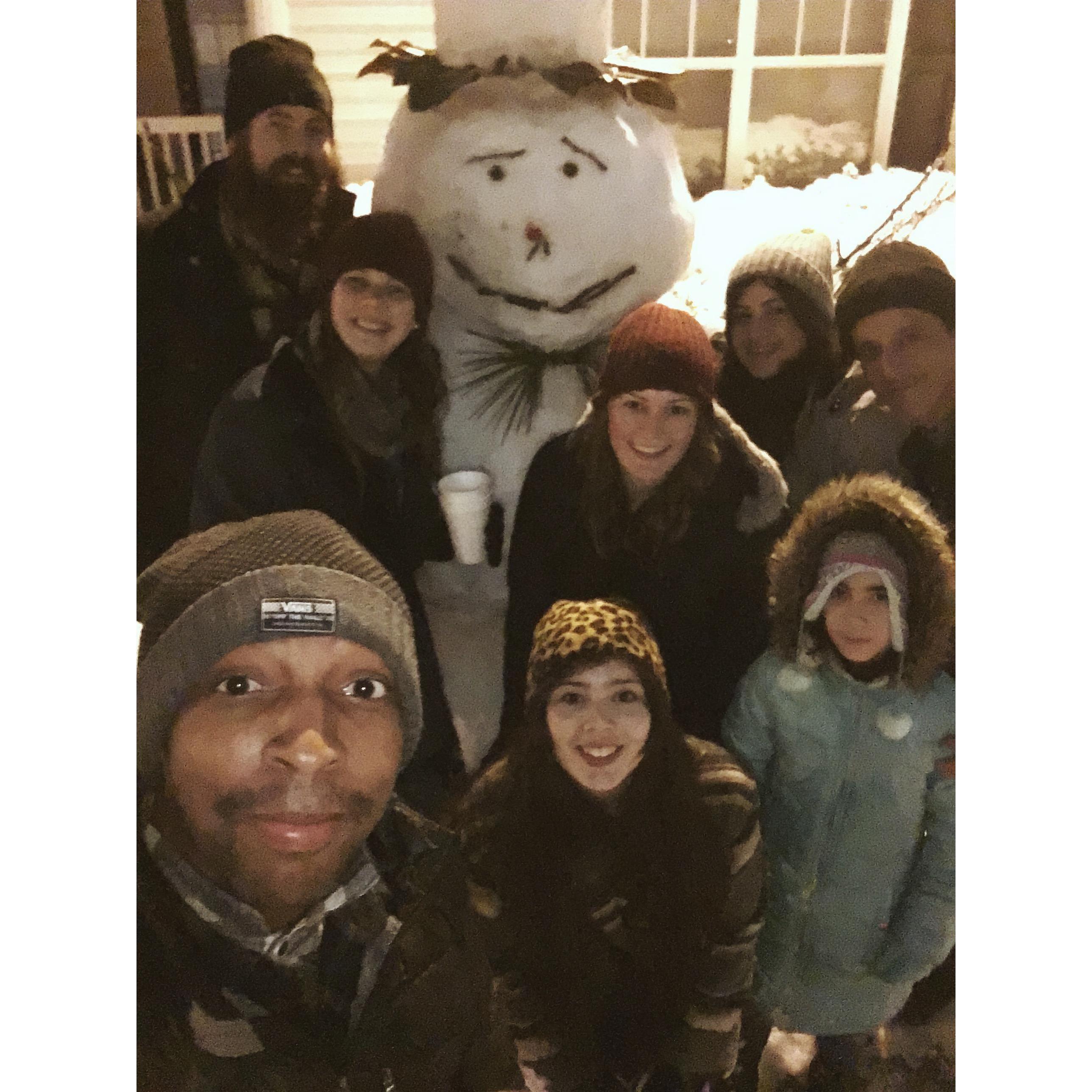 Here we are during the GA Snowpocalypse of 2017. (Also mentioned in "How We Met.") We built a GIANT snowman named Howard (I think?) with complete strangers in our friends' apartment complex.