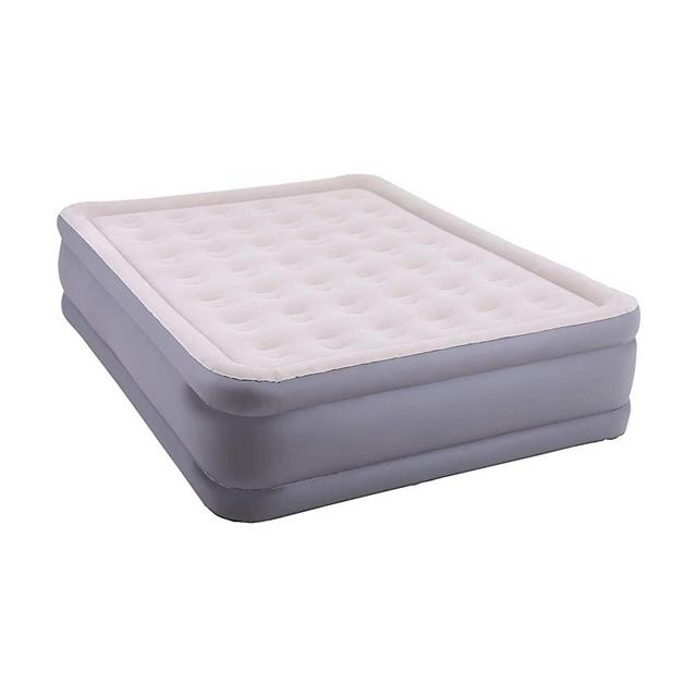 ALPHA CAMP Air Mattresses with Built in Pump, 18inch Queen Size Inflatable Flocked Top Airbed for Camping Travel Guests Home, Storage Bag & Repair Patch Kit Included