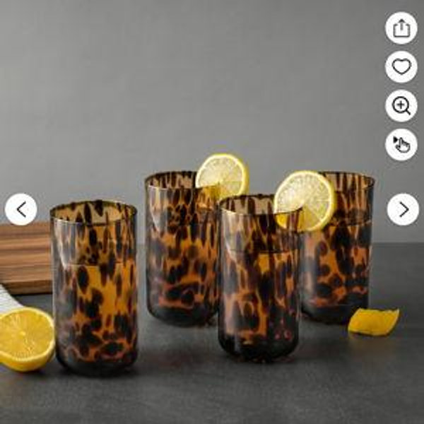 Thyme & Table 20 fl oz Brown Tortoise Glasses, Set of 6