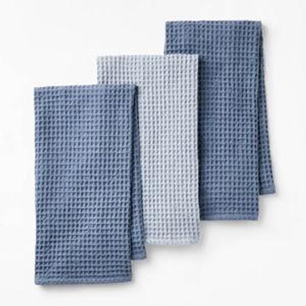 3pc Waffle Kitchen Towels Blue - Figmint™
