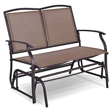 Giantex Patio Glider Textilene and Stable Steel Frame for Outdoor Backyard,Beside Pool,Lawn, Swing Loveseat Patio Swing Rocker Lounge Glider Chair
