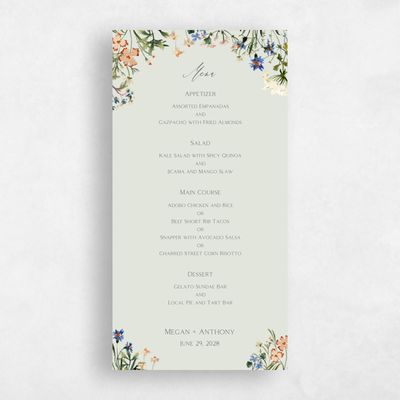 Lightest Green Wedding Menu - Bellfort