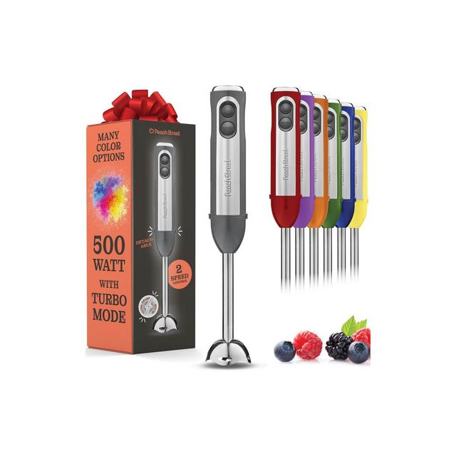 Peach Street Electric Immersion Blender Handheld, 500W Turbo Mode, Hand Kitchen Blender Stick for Soup, Smoothie, Puree, Baby Food, Stainless Steel