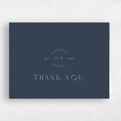 Grayed Navy, Blue Wedding Thank You - Okavango Landscape