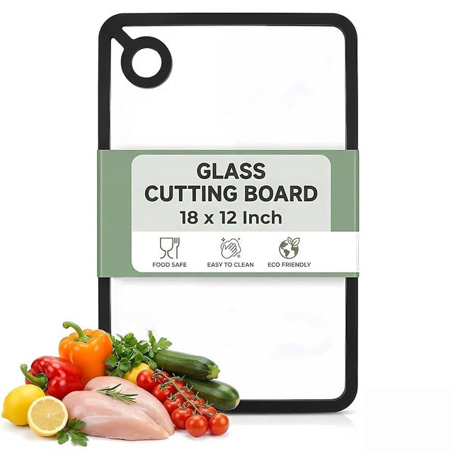 Tempered Glass Cutting Board for Kitchen Counter - 18x12" Extra Large, Dishwasher Safe, Heat Resistant & Non-Slip