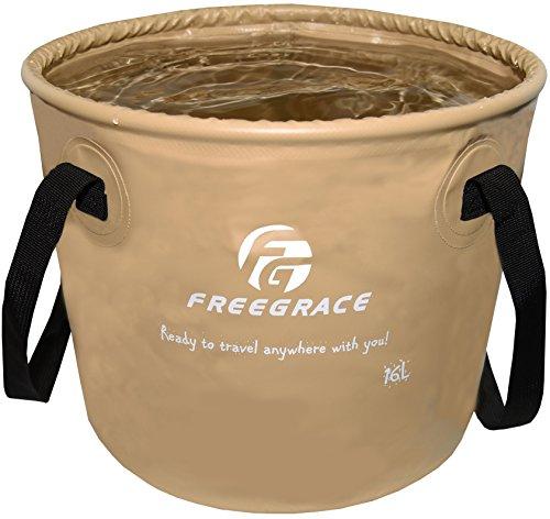 Premium Compact Collapsible Bucket By Freegrace - Portable Folding Water Container - Lightweight & Durable - Includes Handy Tool Mesh Pocket - 16L option