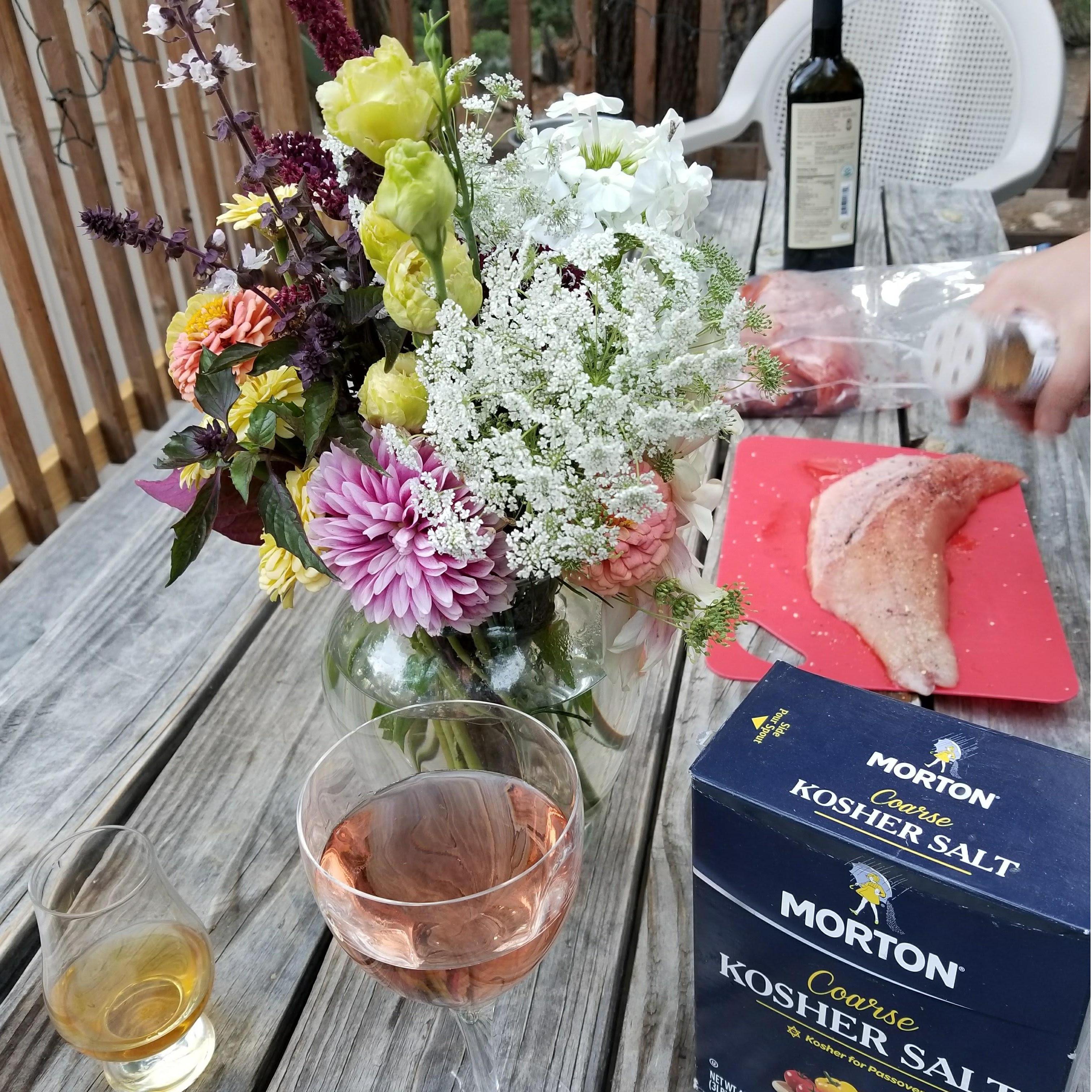 Shared: Home cooked meals on the grill. Whiskey. Rose (how does one insert a tilde above the e on this website?!)
Location: Home.
