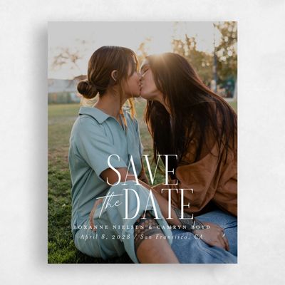 Dark Rust, Orange Wedding Save the Date - Kosrae Portrait