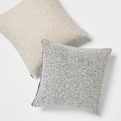 (Neutral) Woven Boucle Square Throw Pillow with Exposed Zipper - Threshold™