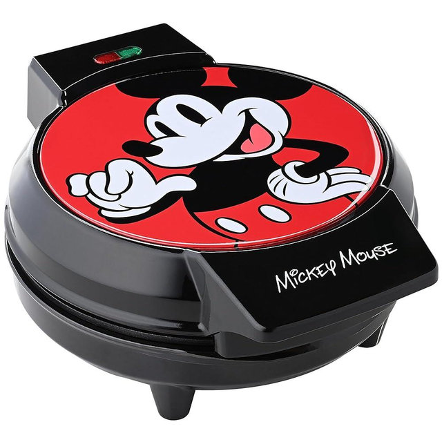 Disney Mickey Mouse 7" Round Waffle Maker by Select Brands - Premium Mickey Mouse Kitchen Appliance with Ceramic Nonstick Coating - Disney Kitchen Appliances - 7" Mickey Character Waffles