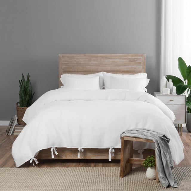 3pc Queen Hinton Duvet Cover Set White - Vue Elements