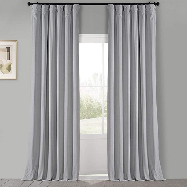 HPD Half Price Drapes VPCH-160401-96 Signature Blackout Velvet Curtain (1 Panel), 50 X 96, Reflection Grey
