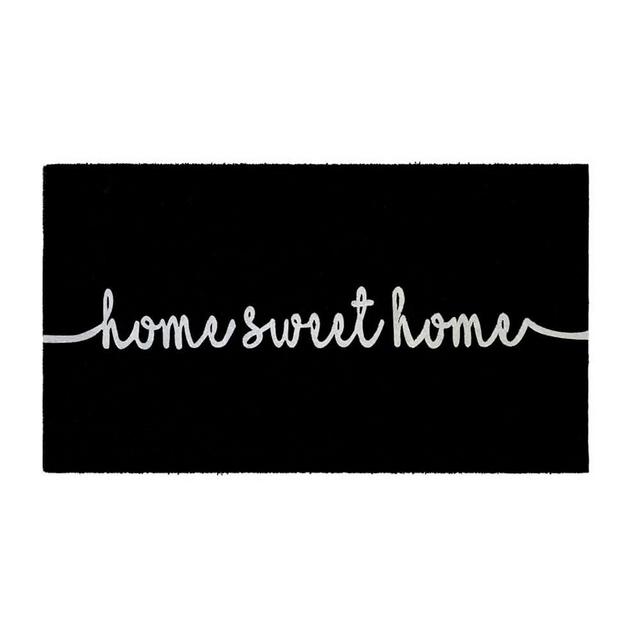 THEODORE MAGNUS Natural Coir Doormat with Non-Slip Backing - 17 x 30 - Outdoor/Indoor - Welcome Mats - Bliss in Black - COIR-1730-15-226