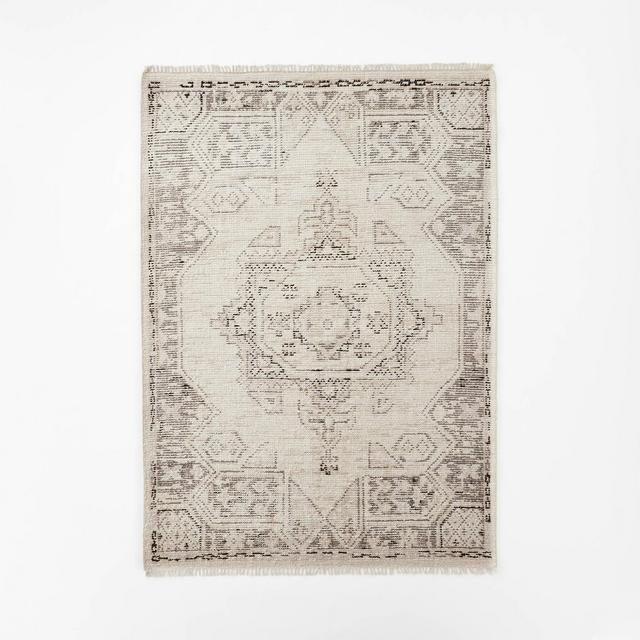5'x7' Knolls Authentic Handknotted Distressed Persian Rug Gray/Ivory/Black - Threshold™ designed with Studio McGee