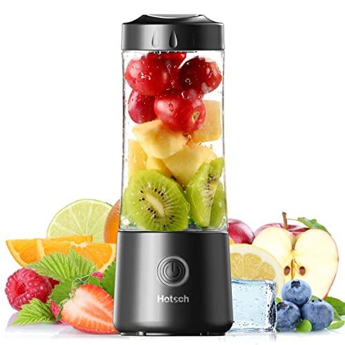 2021 Hotsch Portable Blender, 13.5 Oz Single Serve for Juice, Yogurt, Smoothies and Shakes, Rechargeable Mini Blender with Six Blades - Black