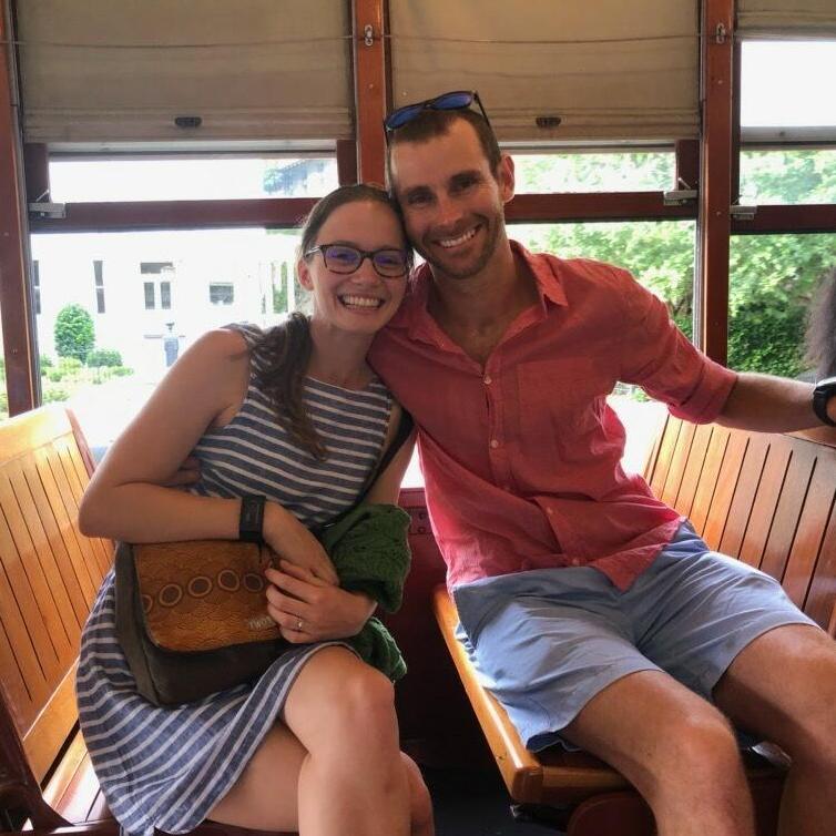 Riding the streetcar in New Orleans.