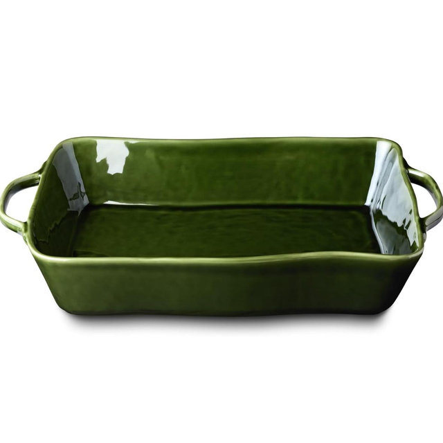 Verde Large Rectangular Stoneware Baker – 16” x 10.25” x 3” – 150oz Deep Dish for Casseroles, Lasagna & Roasting – Oven, Microwave & Dishwasher Safe – Elegant Oven-to-Table Bakeware